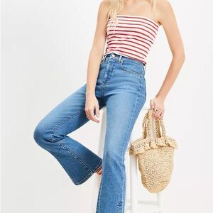 LOFT Vent Hem High Rise Kick Crop Jeans in Medium Vintage Indigo Wash - 28